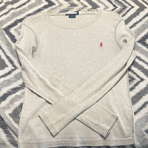 Ralph Lauren Women's Light Gray Long Sleeve Tee